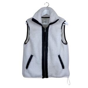 Abercrombie & Fitch Women's S White Sherpa Black Faux Leather Vest